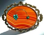 Broche Carbon - Victorian Banded Agate, Sieraden, Tassen en Uiterlijk, Antieke sieraden