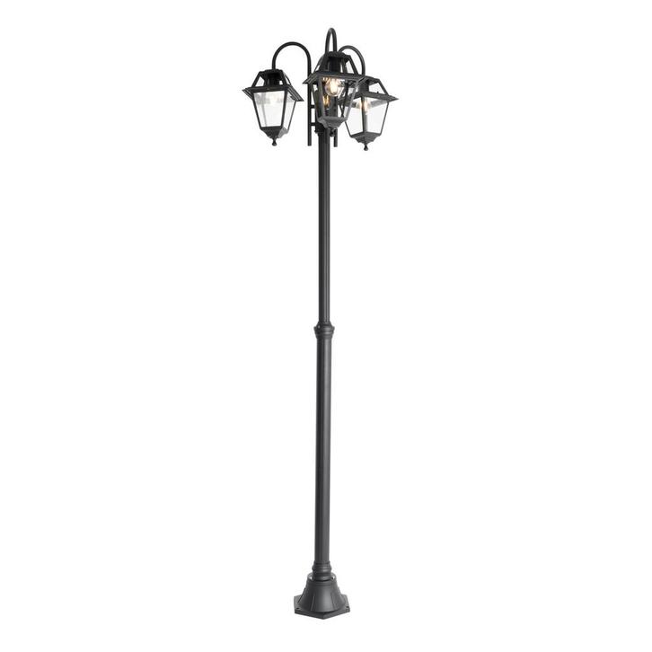 Klassieke buiten lantaarn zwart 235 cm 3-lichts IP44 - Berta, Tuin en Terras, Buitenverlichting, Nieuw, 50 tot 250 watt