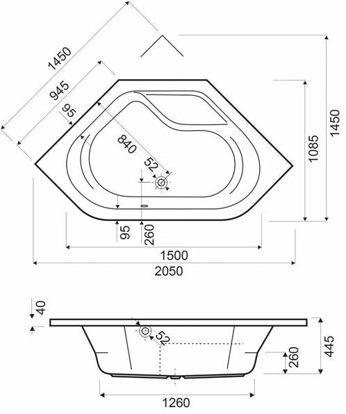Ligbad Anzio 145X145 Cm Wit, Doe-het-zelf en Verbouw, Sanitair, Ophalen of Verzenden