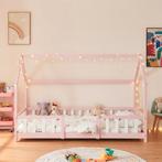 Kinderbed Sisimiut met uitvalbeveiliging 90x200 cm roze en w, Verzenden, Nieuw