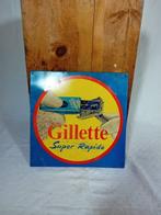 Reclamebord van gegoten plaatwerk voor Gillette scheermessen, Antiek en Kunst