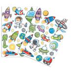 Stickers - Ruimtevaart & Aliens Cartoonstyle - Scrapbook Hob, Hobby en Vrije tijd, Ophalen of Verzenden, Nieuw