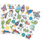 Stickers - Ruimtevaart & Aliens Cartoonstyle - Scrapbook Hob, Hobby en Vrije tijd, Nieuw, Ophalen of Verzenden