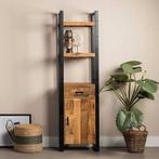 Boekenkast Mangohout Britt 1 Lade 1 Deur 200 cm, Huis en Inrichting, Kasten | Boekenkasten, Nieuw, 50 tot 100 cm, Industriële meubels