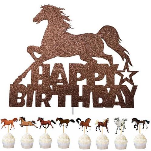 9-delige paarden taart en cupcake topper set, Hobby en Vrije tijd, Taarten en Cupcakes maken, Taarten of Cupcakes, Versiering