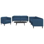 vidaXL 3-delige Loungeset stof blauw, Huis en Inrichting, Verzenden, Nieuw, Vierpersoons of meer, Stof