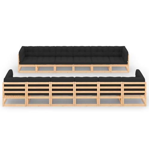 vidaXL 12-delige Loungeset met antracietkleurige kussens, Tuin en Terras, Tuinsets en Loungesets, Loungeset, Nieuw, Verzenden