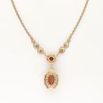 Halsketting - 14 karaat Geel goud Bloedkoraal, Sieraden, Tassen en Uiterlijk, Kettingen, Nieuw