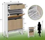 Smalle Schoenenkast met 2 Klepladen – Fluted Design, Huis en Inrichting, Verzenden, Nieuw