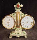 Antieke tafelklok met Barometer en thermometer - Metaal,