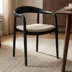 *WOONWINKEL* Eetkamerstoel Zwart Hout Met Creme Zitting, Huis en Inrichting, Stoelen, Verzenden, Nieuw, Zwart, Stof