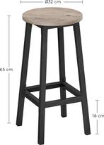 2x barkruk - hoge keukenkrukken - stalen frame - 65 cm, Huis en Inrichting, Barkrukken, Verzenden, Nieuw