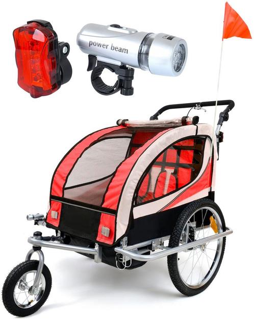 Fietskar kind - buggy - 2-zits - met schokbreker - rood, Fietsen en Brommers, Fietsaccessoires | Aanhangers en Karren, Nieuw, Ophalen of Verzenden
