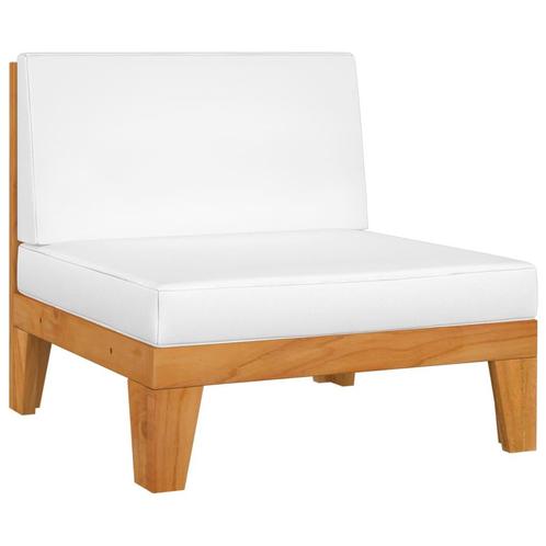 vidaXL Middenbank sectioneel met crèmewitte kussens, Tuin en Terras, Tuinsets en Loungesets, Nieuw, Hardhout, Verzenden