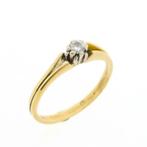 Gouden solitair ring met diamant | 0,14 ct., Sieraden, Tassen en Uiterlijk, Ringen, Goud, Goud, Gebruikt, Verzenden