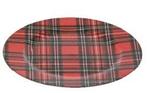 Onderbord Tartan Schotse ruit Rood blok 33 cm rond kunststof, Ophalen of Verzenden, Nieuw