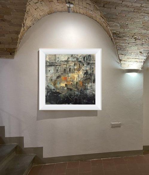 Massimo Riccò - Antico borgo, Antiek en Kunst, Kunst | Schilderijen | Modern