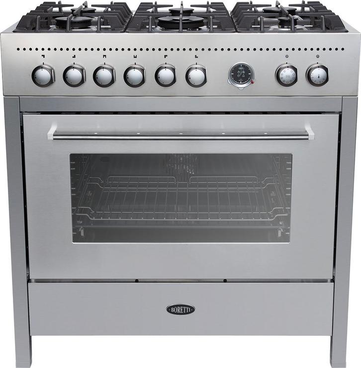 €1999 CRG916IX CARRARA BORETTI Gas Fornuis 90CM, Witgoed en Apparatuur, Fornuizen, Ophalen of Verzenden