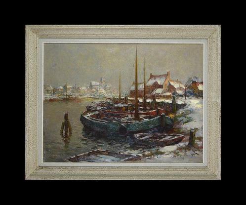 Kees Terlouw 1890-1948. École Hollandaise. - Port sous la, Antiek en Kunst, Kunst | Schilderijen | Klassiek