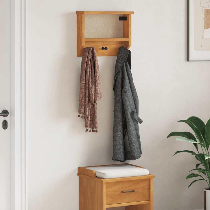 vidaXL Wandkapstok SANDNES 45x12x35 cm massief grenenhout, Huis en Inrichting, Woonaccessoires | Kapstokken, Nieuw, Verzenden