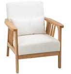 Nieuw: Fluwelen Japandi Fauteuil met Kussen en Houten Poten, Huis en Inrichting, Stoelen, Verzenden, Nieuw, Hout