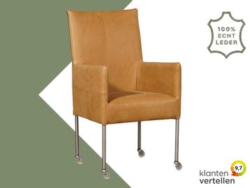 Leren eetkamerstoel Spark - Kenia Cognac (cognac) - Poten beschikbaar voor biedingen