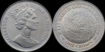 Isle of Man 1 crown 1986 Worldcup Mexico koper-nikkel beschikbaar voor biedingen
