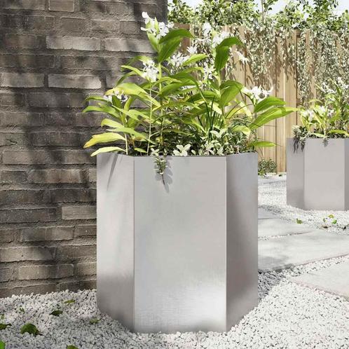 vidaXL Plantenbak zeshoek 46x40x45 cm roestvrijstaal, Tuin en Terras, Bloembakken en Plantenbakken, Nieuw, Metaal, Verzenden