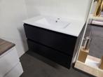 Badmeubel 80 x 45 cm mat zwart - 2 softlcose lades en een, Ophalen of Verzenden, Nieuw, Bad