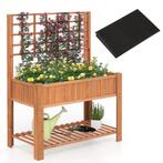 LIVSK Houten Verhoogd Plantenbed met Klimrek - 4 Drainagegat, Tuin en Terras, Planten | Tuinplanten, Verzenden