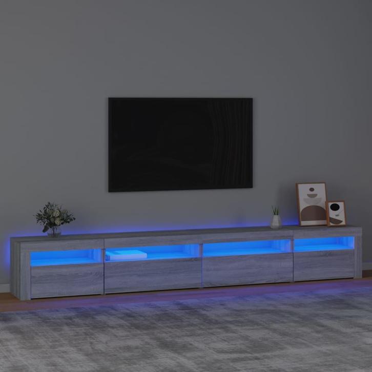 vidaXL Tv-meubel met LED-verlichting 270x35x40 cm grijs, Huis en Inrichting, Kasten | Televisiemeubels, 25 tot 50 cm, Nieuw, Overige houtsoorten