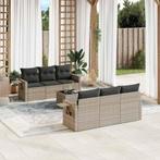 vidaXL 7-delige Loungeset met kussens poly rattan lichtgrijs, Verzenden, Nieuw, Rotan, Loungeset