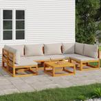 vidaXL 7-delige Loungeset met lichtgrijze kussens massief, Tuin en Terras, Tuinsets en Loungesets, Verzenden, Nieuw, Hardhout