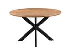 Ronde Eettafel Jesper – 130 cm | Mangohout &amp; Zwart Staal, Ophalen, Nieuw