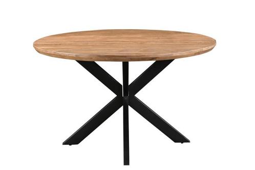Ronde Eettafel Jesper – 130 cm | Mangohout &amp; Zwart Staal, Huis en Inrichting, Tafels | Eettafels, Ophalen