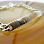 Zilveren gourmet armband met graveerplaatje | 21 cm, Sieraden, Tassen en Uiterlijk, Armbanden, Ophalen of Verzenden, Gebruikt