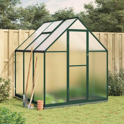 vidaXL Tuinkas met basisframe 169x169x202 cm aluminium groen, Tuin en Terras, Kassen, Nieuw, Verzenden