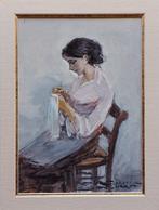 Giovanni Ciucci (1917-1993) - Donna che cuce, Antiek en Kunst, Kunst | Schilderijen | Klassiek