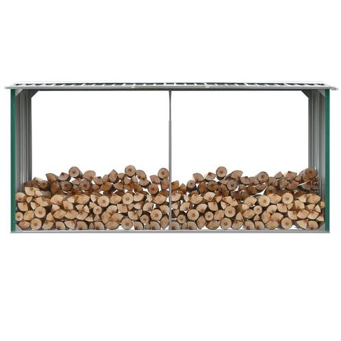 Haardhoutschuur Groen 330cm - Retourdeal - 41% Korting!, Tuin en Terras, Bergingen en Tuinkasten, Nieuw, Metaal, Overige typen