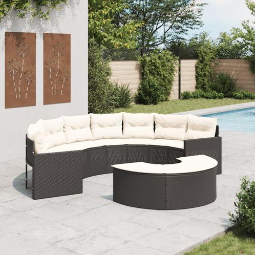 vidaXL 2-delige Loungeset halfrond poly rattan zwart, Tuin en Terras, Tuinsets en Loungesets, Loungeset, Nieuw, Rotan, Verzenden