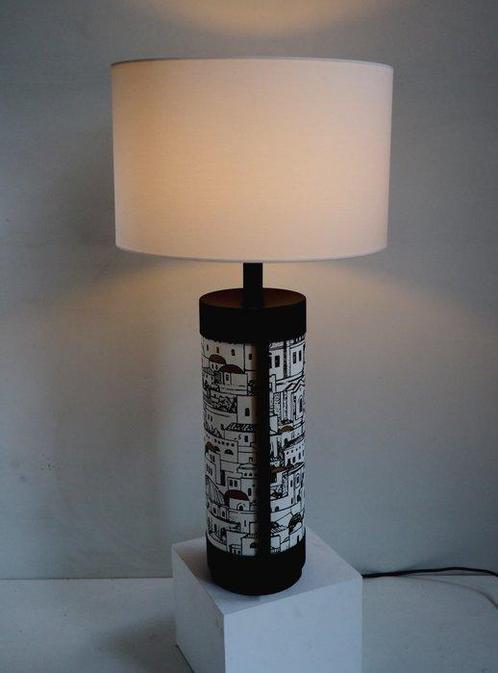 Metal table lamp/shadow Fornasetti fabric - Tafellamp - ., Antiek en Kunst, Antiek | Meubels | Stoelen en Banken