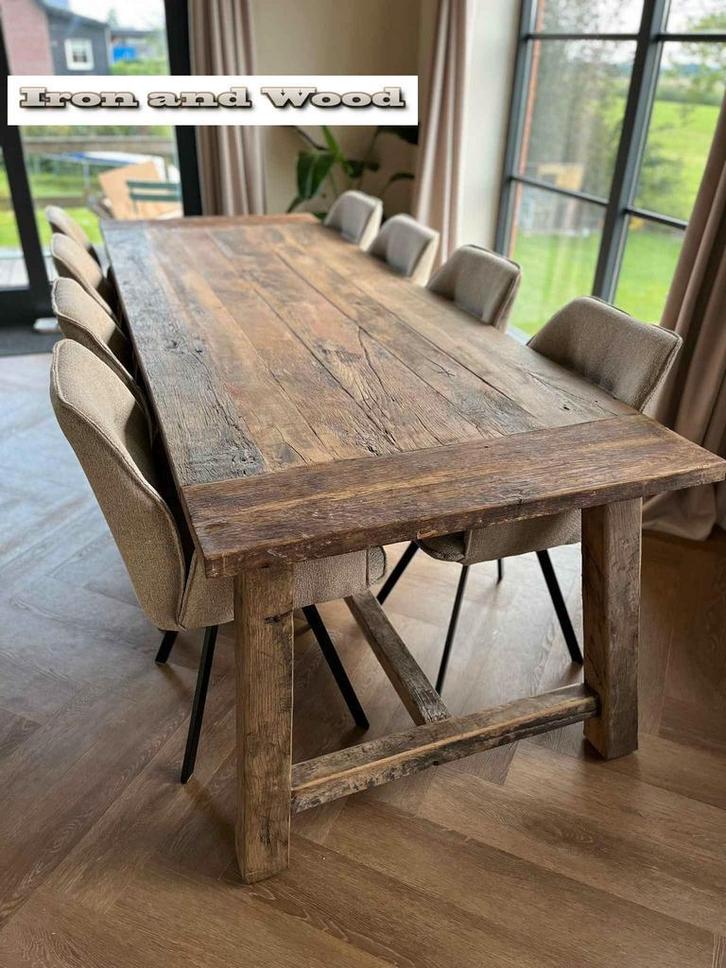 Robuuste maatwerk oud eiken barnwood tafels, Huis en Inrichting, Tafels | Eettafels, Nieuw, Eikenhout, Ophalen