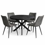 Oscar deal 5 delige eethoek Mango rond 120cm tafel+4 stoelen, Huis en Inrichting, Tafels | Eettafels, Verzenden, Nieuw