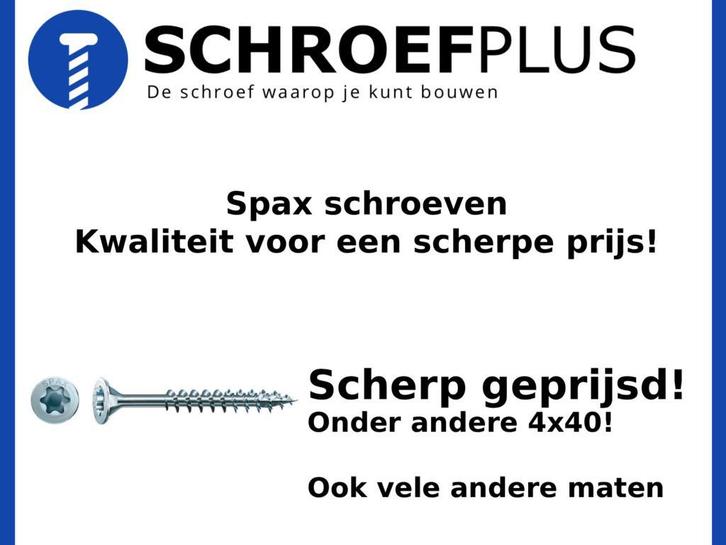 Spax schroeven Wirox – Torx en Staffelkorting, Doe-het-zelf en Verbouw, IJzerwaren en Bevestigingsmiddelen, Schroeven, Nieuw, Verzenden