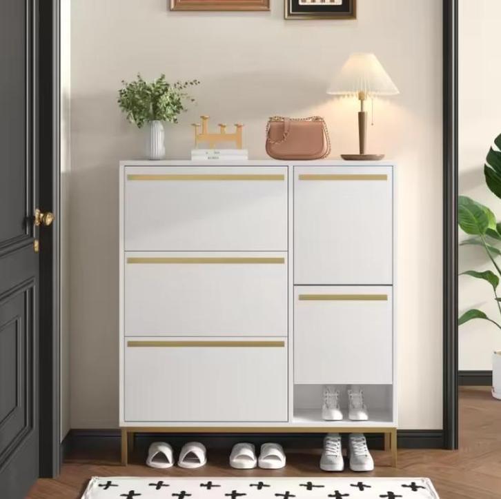 Grote Schoenenkast met 3 Kleppen – Zitsteun en Open Vakken, Huis en Inrichting, Kasten | Schoenenkasten, Nieuw, Verzenden