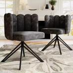 Set van 2 Draaibare Eetkamerstoelen – Fluweel en Metaal, Huis en Inrichting, Stoelen, Verzenden, Nieuw