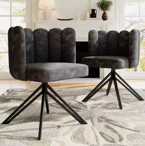 Set van 2 Draaibare Eetkamerstoelen – Fluweel en Metaal, Huis en Inrichting, Stoelen, Nieuw, Verzenden