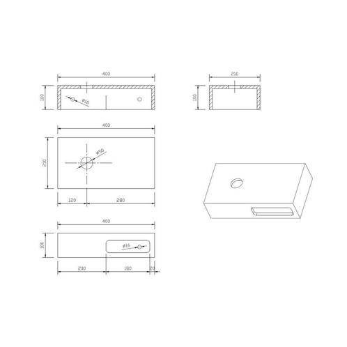 Fontein Planchet Best Design Malo Solid Surface 40x21x10 cm, Doe-het-zelf en Verbouw, Sanitair, Ophalen of Verzenden