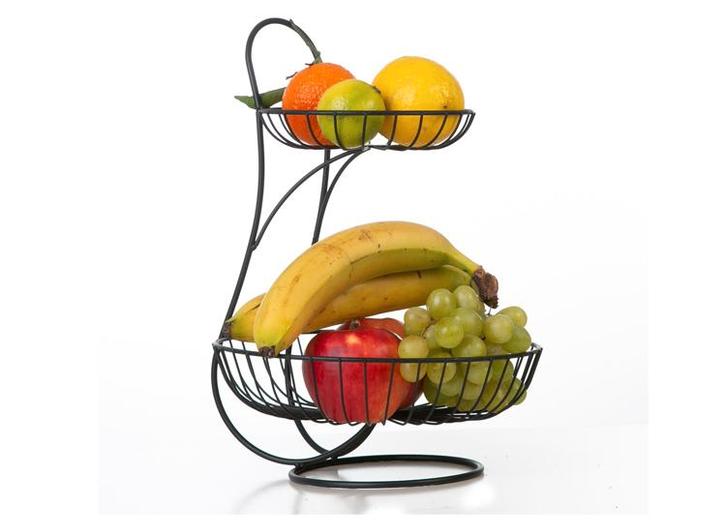Ynona Fruitschaal - 2 Laags - Zwart - Fruitmand, Huis en Inrichting, Keuken | Keukenbenodigdheden, Nieuw, Verzenden
