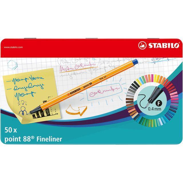 Fineliner STABILO point 88/50 fijn assorti blik à 50 stuks, Diversen, Schrijfwaren, Ophalen of Verzenden
